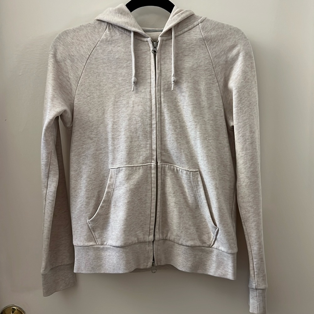 Cream Long Sleeve Full Zip Uniqlo Hoodie